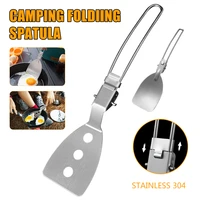 outdoor stainless steel folding spatula food turner steak frying shovel with foldable handle outdoor camping picnic cooking tool