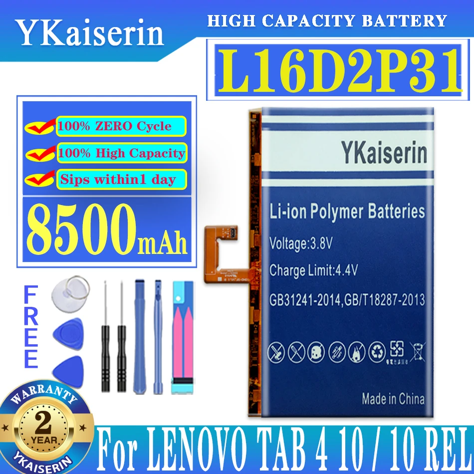 

New 8500mAh Battery L16D2P31 For LENOVO TAB 4 TAB4 10/10 REL/10 PLUS 10PLUS TB-X304L X304F TB-X704F X704L X504F X504L Batteria