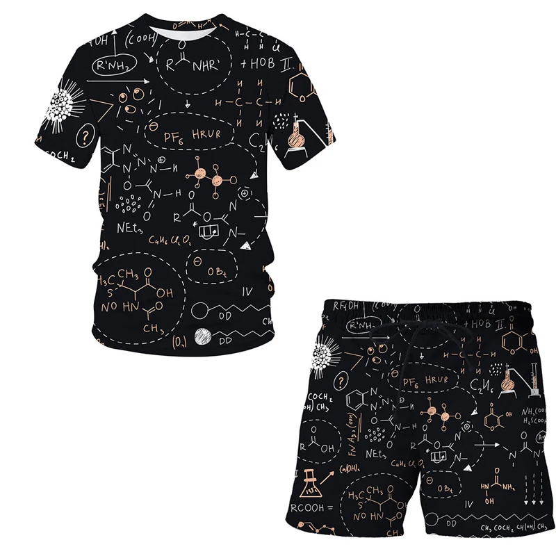 

2022 New Fashion Shorts Mathematical formula pattern 3D Summer T-Shirt Suit Man / Woman Cool Clothes Hip Hop Short Sleeve Sets