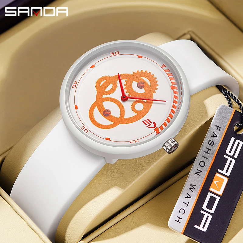 New SANDA Fashion Quartz Watch Youth School Men's and Womens Watch Silicone Simple Tide Personality Waterproof Quartz Watch 3216