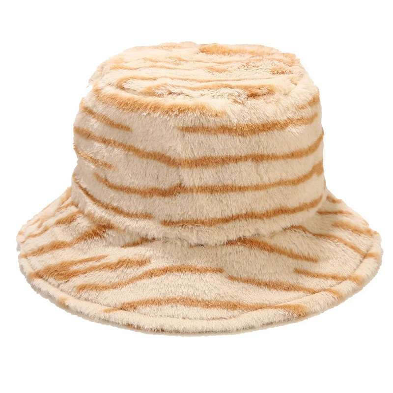 

Новая зимняя шапка из искусственного кроличьего меха, плотная Панама для раковины, Модная вязаная шапка в полоску, зимняя Панама, шапки для ...