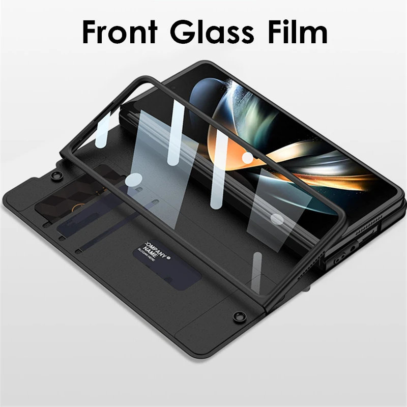 Leather Flip Cover for Samsung Galaxy Z Fold 4 Case With S Pen Slot Card Slot Front Glass Case 360 Full Protection ( NO S Pen)