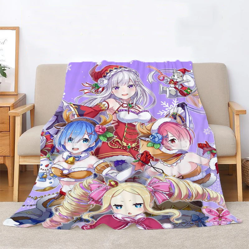 

Cute Blanket Fluffy Re-zero Flannel Sheets for Winter Double Bedspread Bed Blankets Knee Sofa Throw Soft Warm Oversized Luxury
