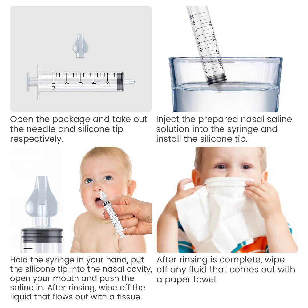 SUOLAER Adults Children Nose Irrigator & 2pcs Baby Nose Cleaner Allergic Rhinitis Sinusitis Nasal Washing Tools Medical Neti Pot images - 6