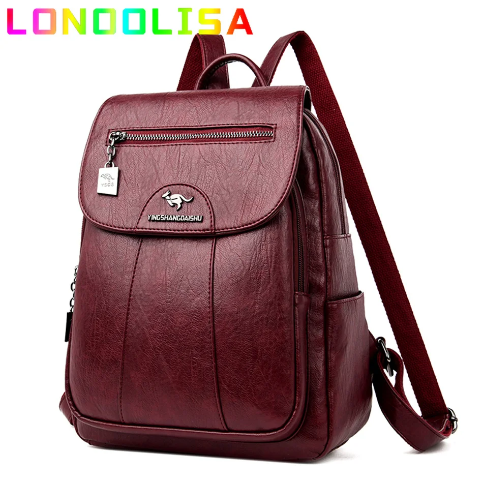 

Women Soft Leather Backpack Vintage Female Large Capacity Sac A Dos Casual Travel Ladies Bagpack Mochila School Bookbag Rucksack