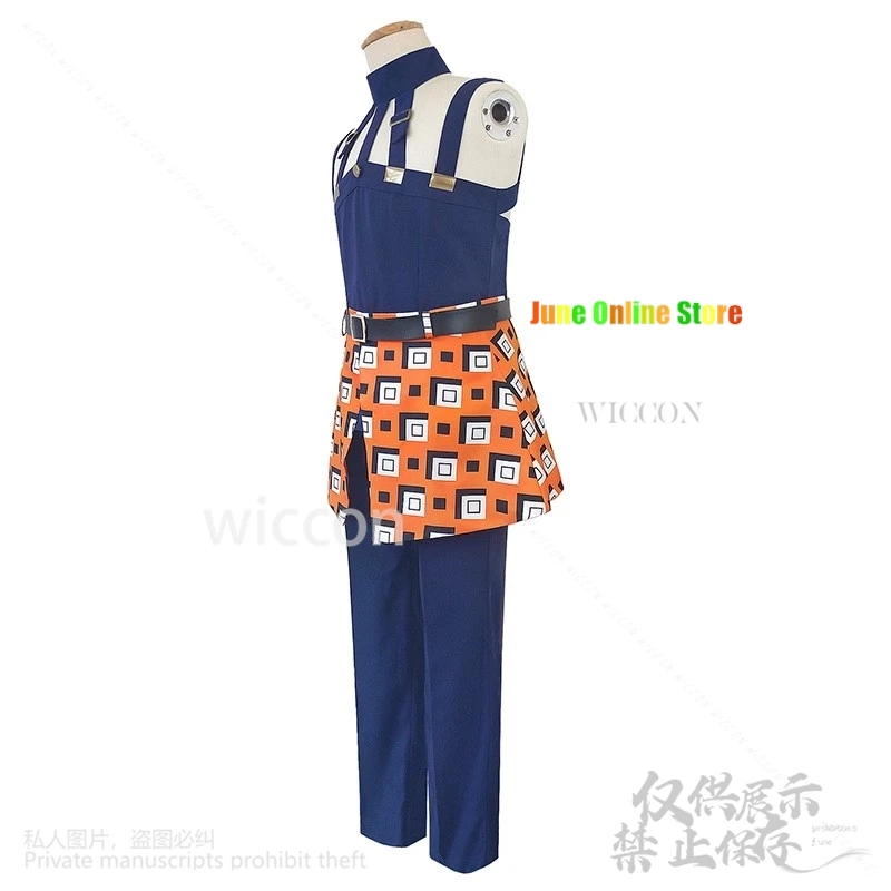 Аниме Jooj Adventuree Косплей Костюм Ghirga Narancia Топ Брюки Фартук Полный комплект Костюмы