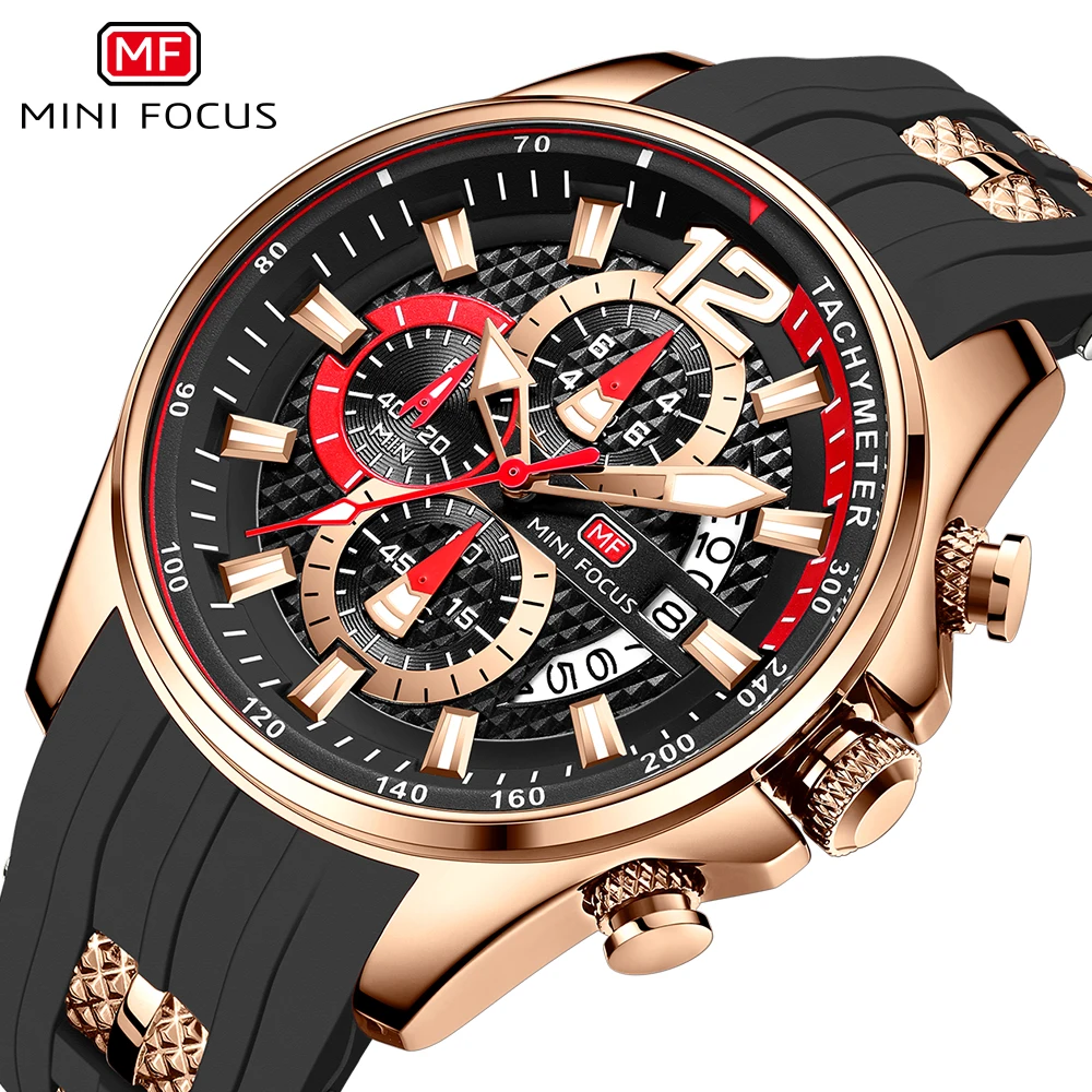 

MINI FOCUS Top Brand Military Quarz Watches for Mens Sport Calendar Male Wristwatch Silicone Strap Glow Clock relogio masculino