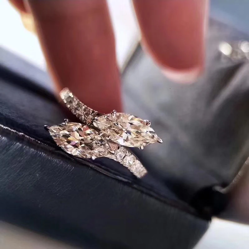 

Brand Pure 925 Sterling Silver Jewelry For Women Water Drop Rings CZ Diamond Rings Wedding Jewelry Engagement Branch Ring Luxury