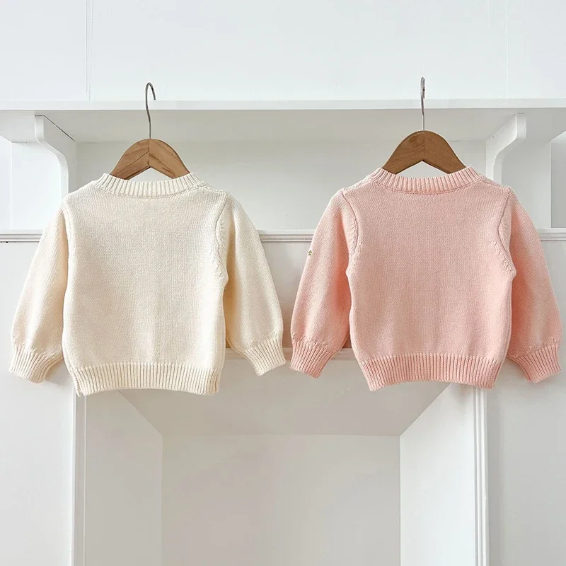 Осенний вязаный кардиган для маленьких девочек свитер пальто весенний с