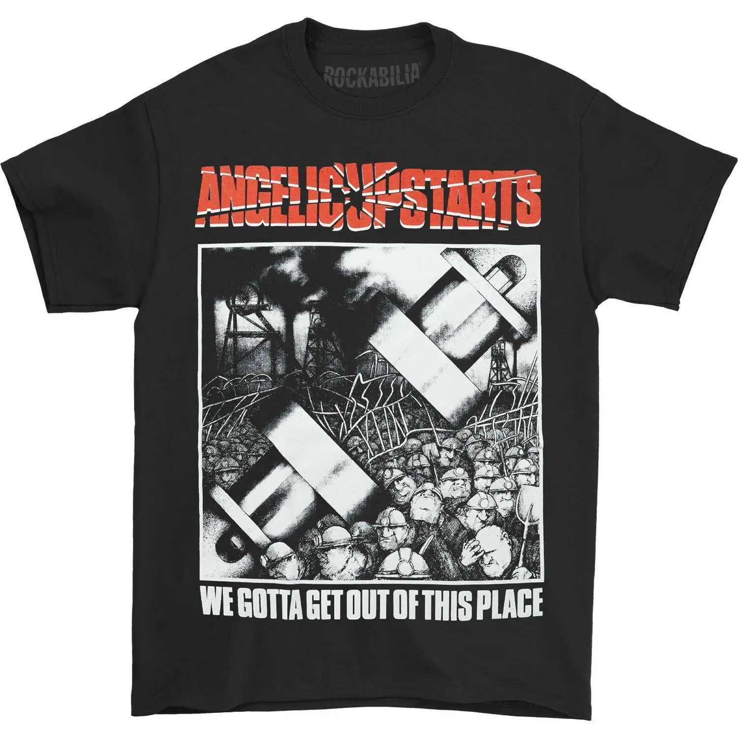 Мужская Angelic upстарты мы должны выйти из этого места футболка средняя Черная