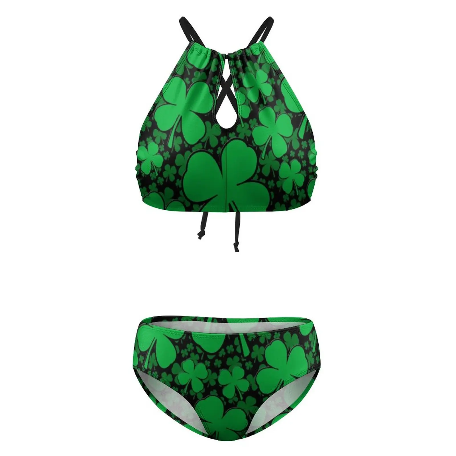Женский раздельный купальник-бикини в Ирландском стиле с высоким вырезом | Спорт