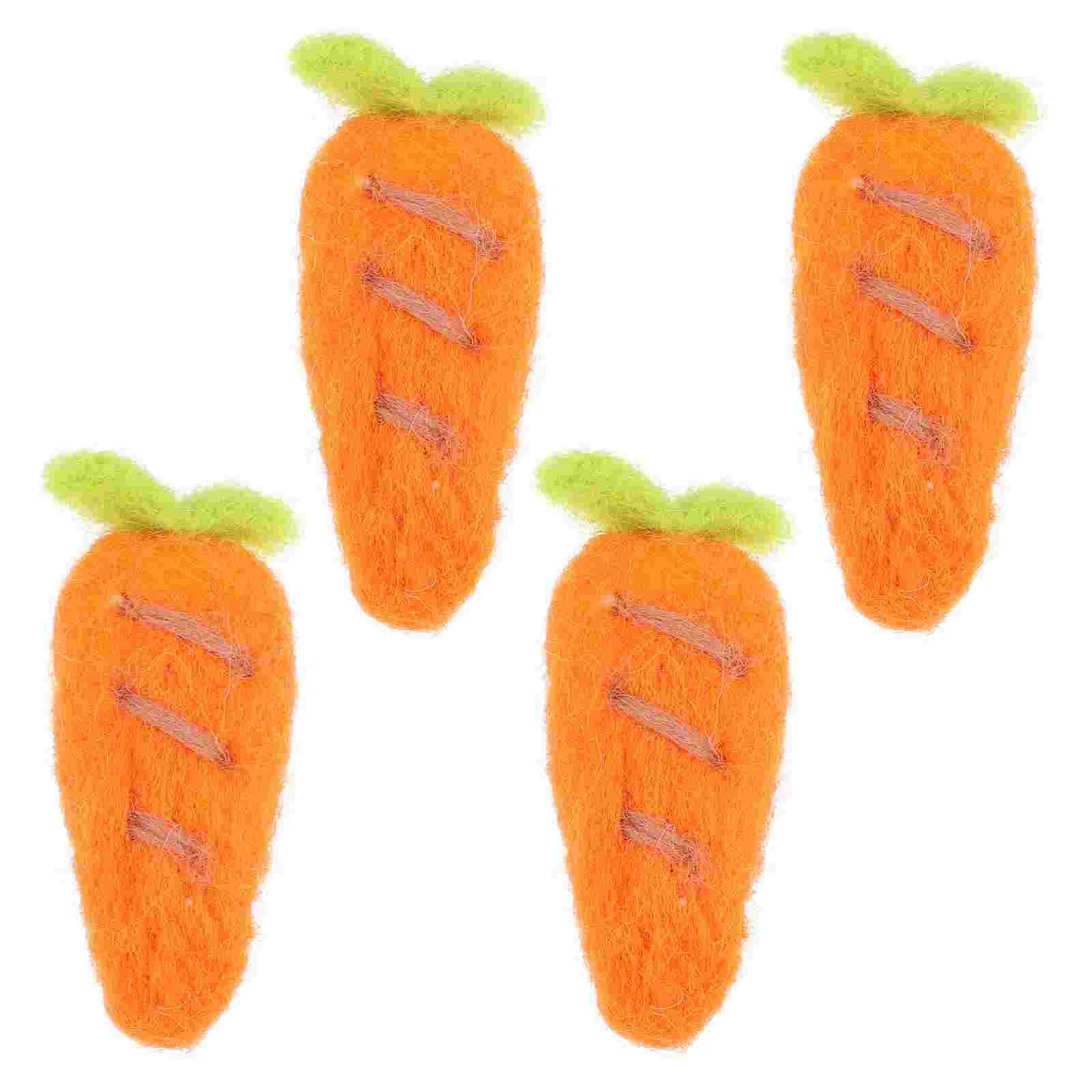 

4 Pcs Carrot DIY Felt Ornament Plush Crafts Kids Manual Carrots Ornaments Hairpin Accessories Easter Decor Child
