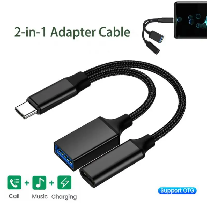 

Type-C To USB OTG Adapter Cable One Drag Two Adapter For Samsung Huawei/Xiaomi Laptop Tablet Type-C OTG Adapter Cable