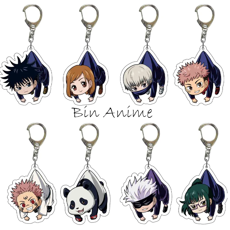 

Anime spell fight back Key Chain Acrylic Cartoon Figure Yuji Itadori Kugisaki Nobara keychains Metal Holder Key Ring Fans Gifts