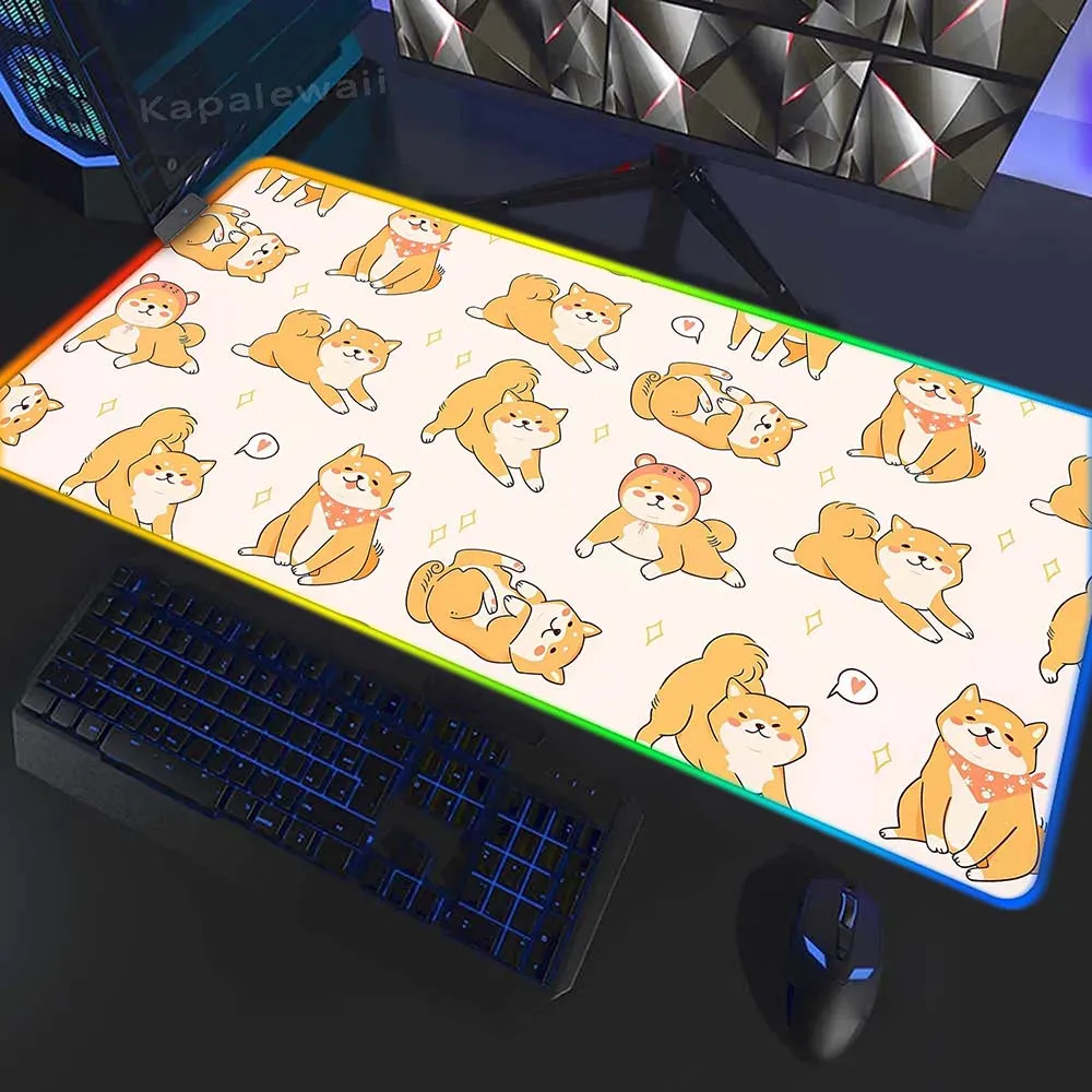 

Игровой коврик с котом 400x900 мм, RGB игровые коврики для клавиатуры, подсветка, большой коврик для мыши, XXXL, офисный коврик для мыши