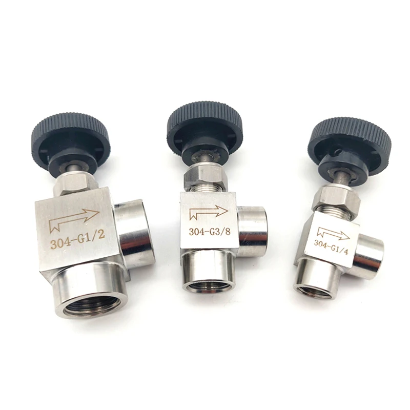 

1/8" 1/4" 3/8" 1/2" BSP Female Thread Adjustable needle valve 90 degree Stainless steel 304 ON/OFF