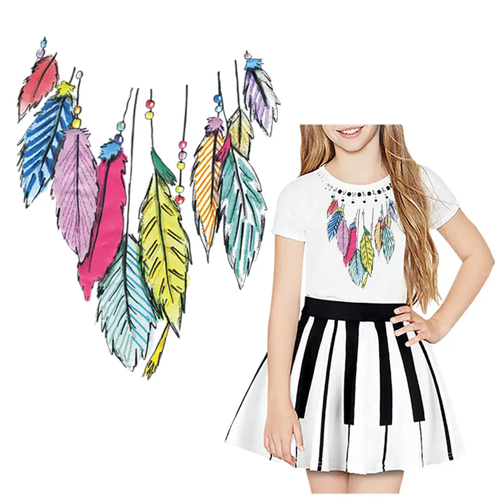 

Heat Transfer Vinyl Applique DIY T-shirt Fashion Feather Patch Iron-on Transfers for Clothes A-Level Washable Thermal Stickers