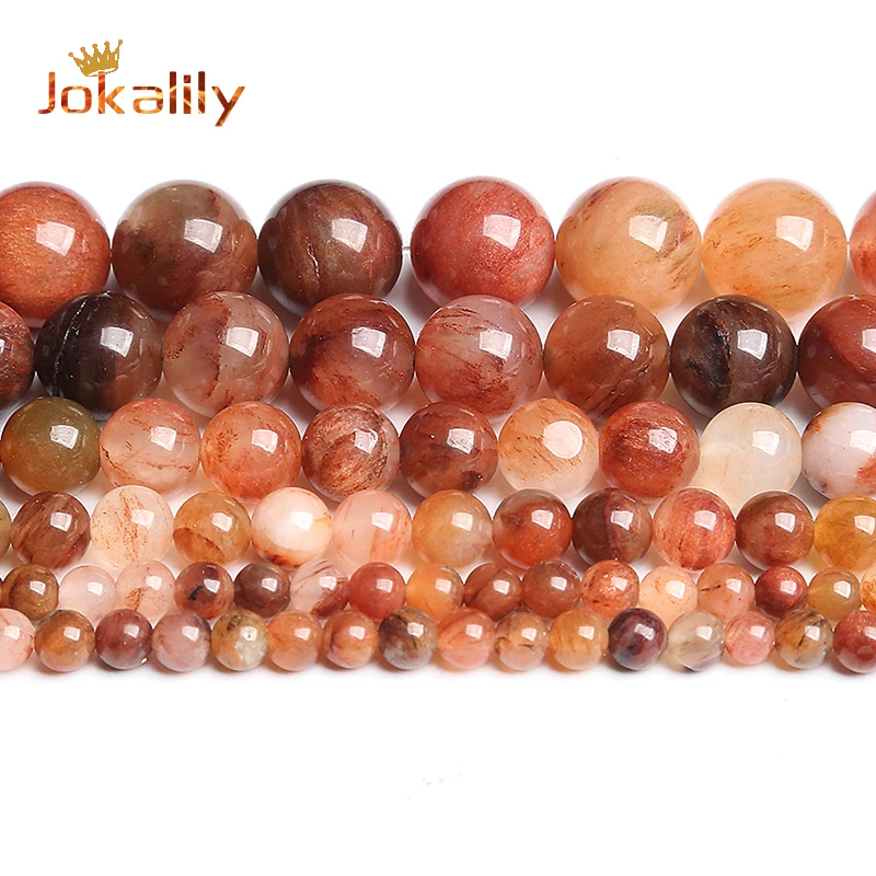 

Natural Red Silk Jades Beads for Jewelry Making Natural Stone Round Loose Beads DIY Bracelets Accessories 4 6 8 10 12mm 15" Inch