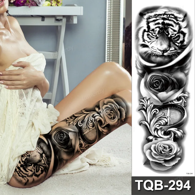 Временная тату-наклейка на руку с длинным рукавом для мужчин женщин тела ног