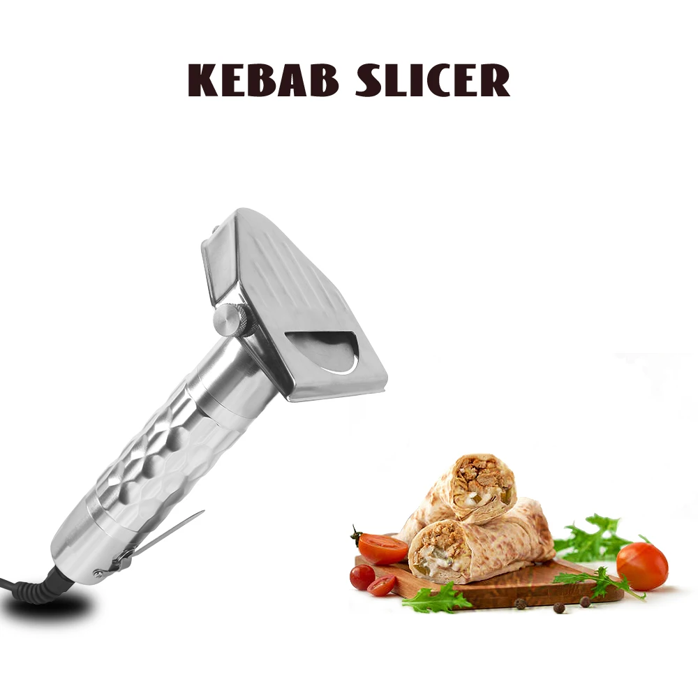 

New Electric Kebab Slicer Shawarma Meat Roast Cutter Gypo Gyros Cutter Kitchen Knife With 2 Blades Meat Slicer Food Processor CE