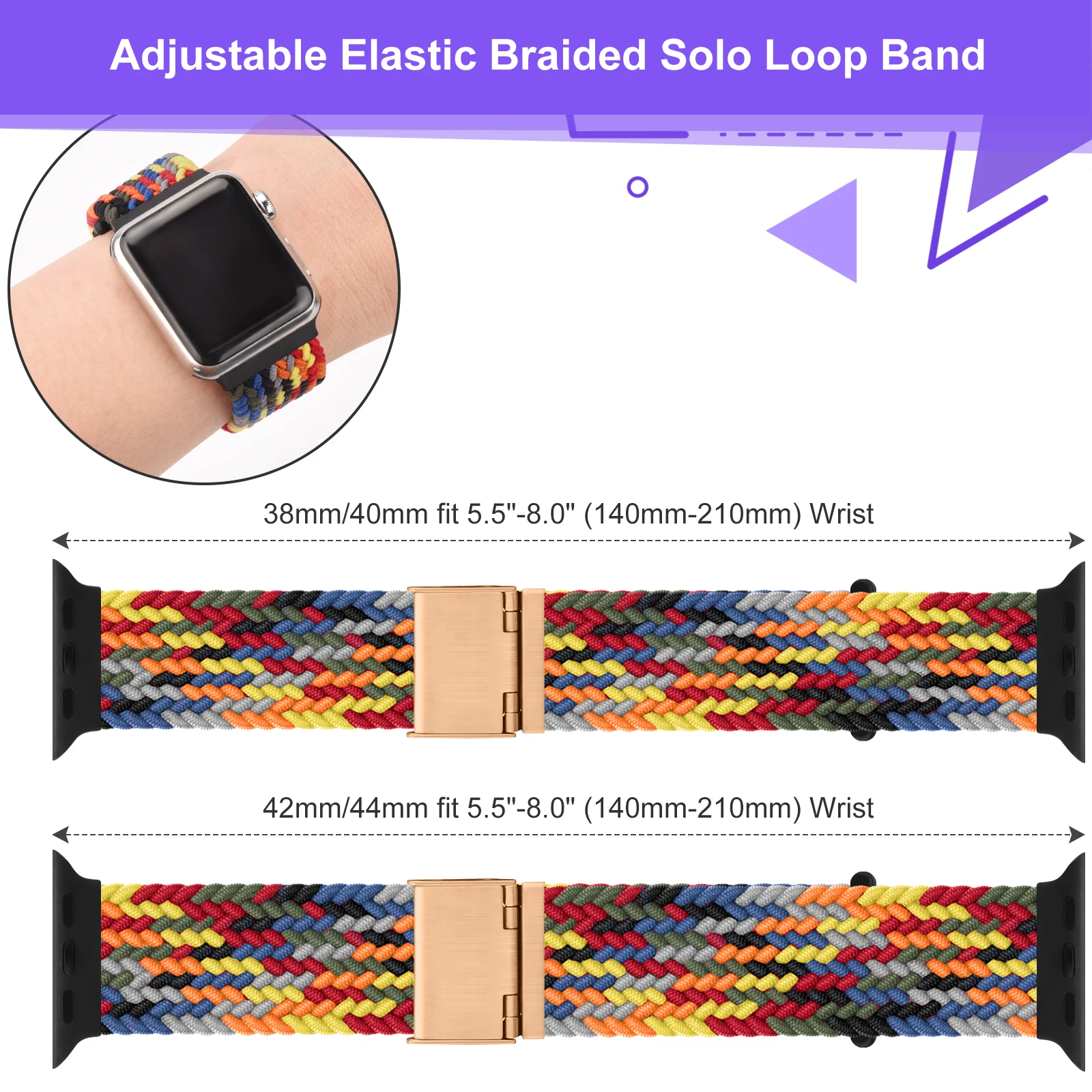 2021 Adjustable Nylon Band for Apple Watch Band 6 SE 44mm 40mm 38mm 42mm Braided solo loop Elastic Belt for Stretch iwatch-band