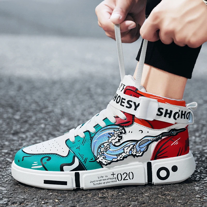 Мужские ботинки в стиле аниме повседневная обувь для скейтбординга дышащие