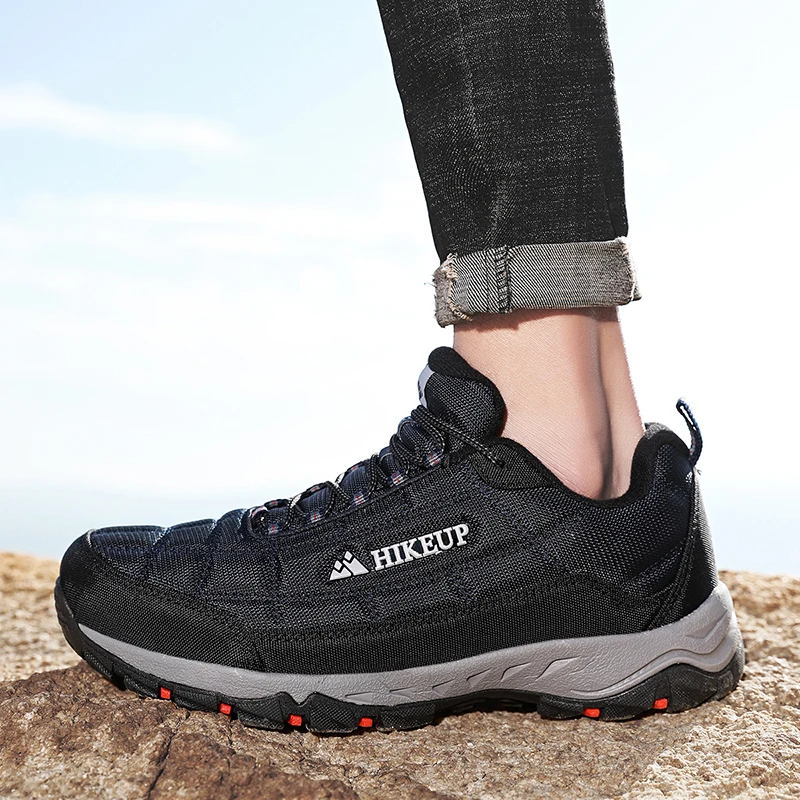 HIKEUP Comfortable Men Trekking Sneakers Waterproof Rubber Sole High Quality  Women Running Shoes Wear-resistant