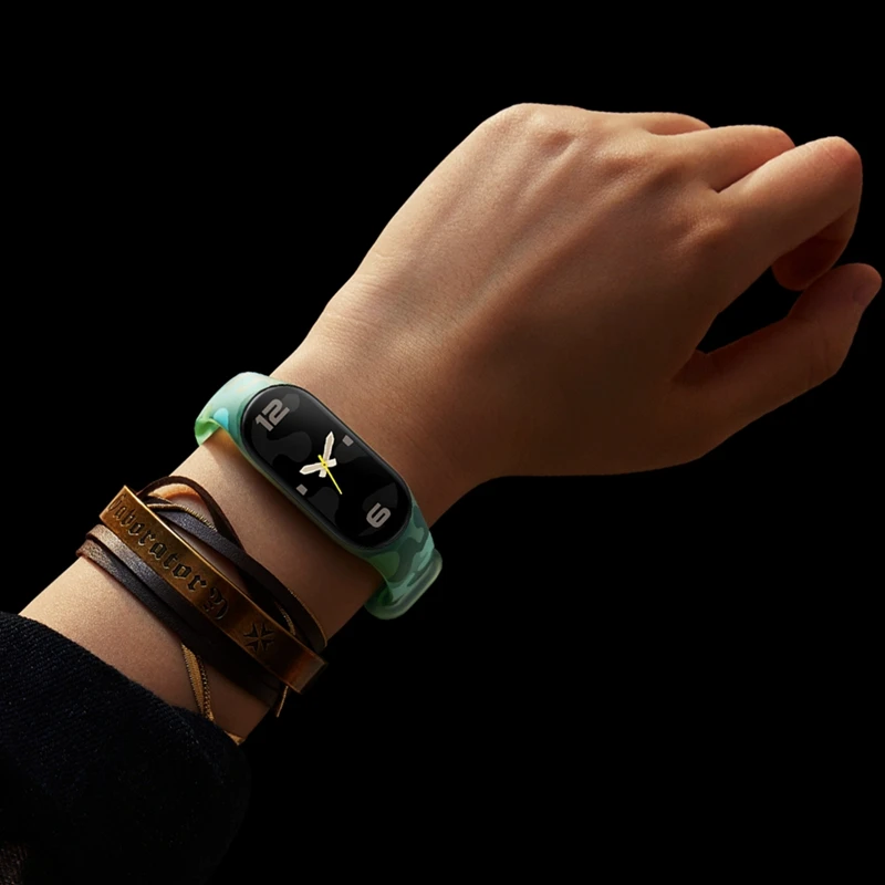 Ремешок Камуфляжный для xiaomi mi band 7 силиконовый браслет часов xiomi7 correa не