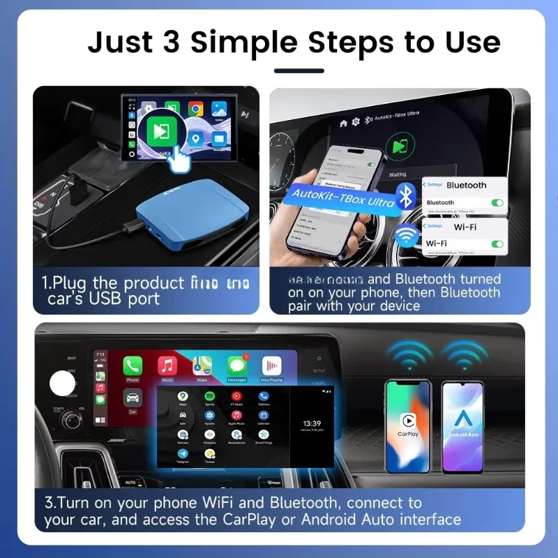 Фото Универсальный Carlinkit Tbox Ultra TV Dongle 6350 8G 256Gb Беспроводной 5G 2.4G CarPlay Адаптер Sans Fil Car Play Android 15 AI Box №4