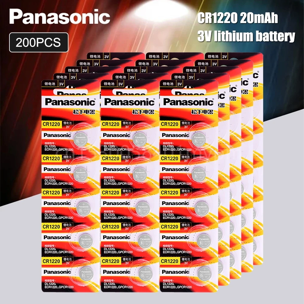 

200PCS/LOT Original Panasonic CR1220 Button Cell Batteries CR 1220 3V Lithium Coin Battery BR1220 DL1220 ECR1220 LM1220