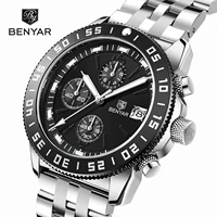benyar top brand luxury mens watches multifunctional chronograph quartz watch for men sports military waterproof stainless steel