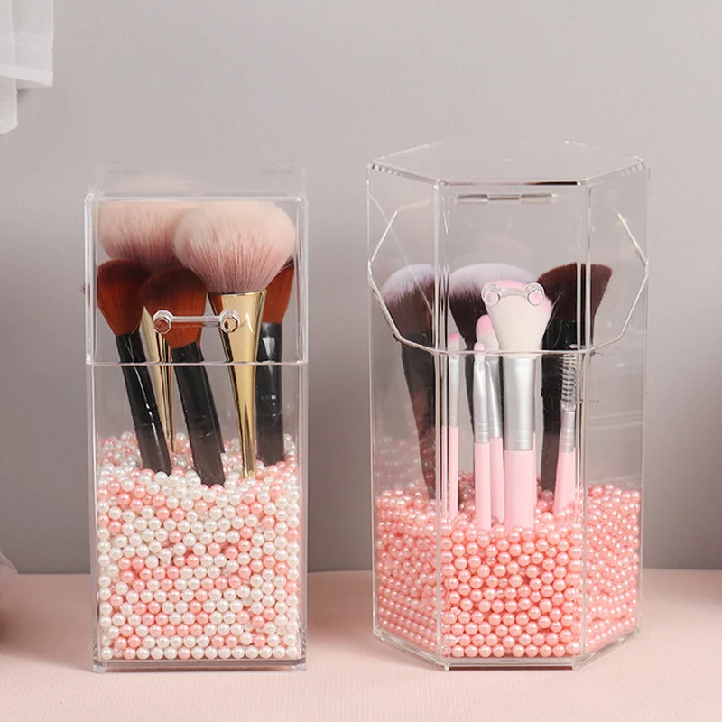 

Transparent Acrylic Makeup Brush Holder Makeup Organizer Cosmetic Holder Pencil Lipstick Desk Container Table Makeup Storage Box