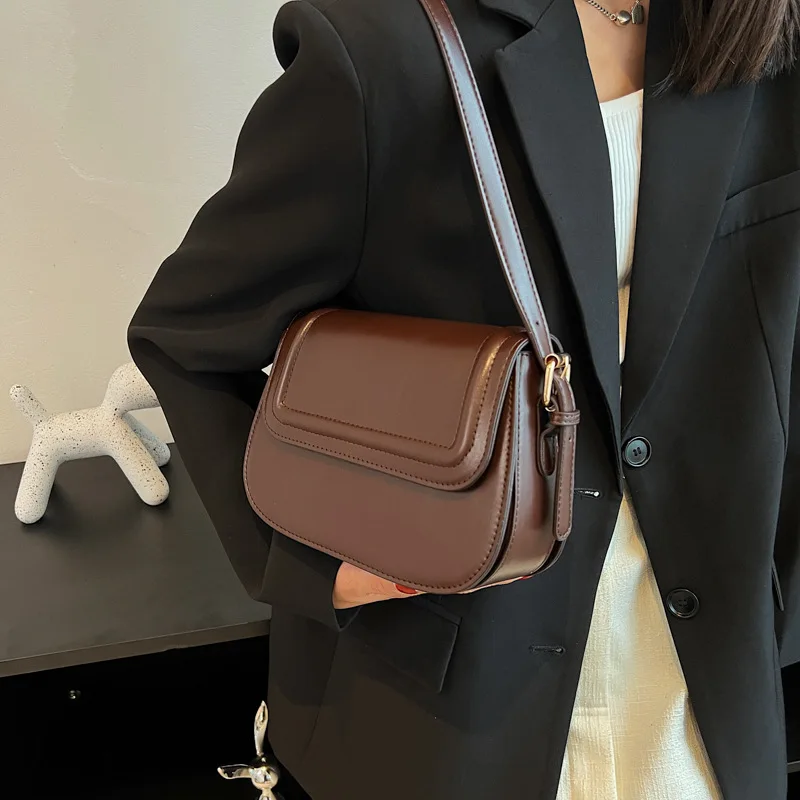 

New Fashion Trend Crossbody Bags for Women PU Leather Solid Flap Shoulder Bag Women Simple All-match Messenger Bags