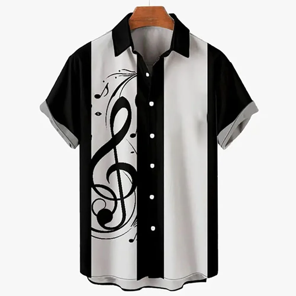 Hawaiian Men's Music Shirts Short Sleeves Fashion 3D Printed Shirts Men's Casual Loose T-Shirt Tops Rock Shirts for Men Camisa