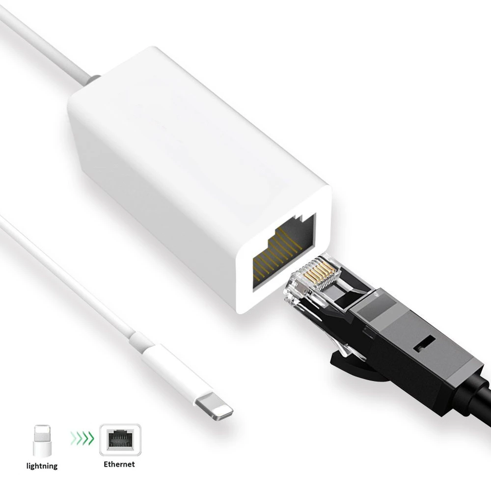 

100Mbps Network Cable Adapter For Lightning For iPhone12 iPad Series To RJ45 Ethernet LAN Wired Overseas Travel Compact
