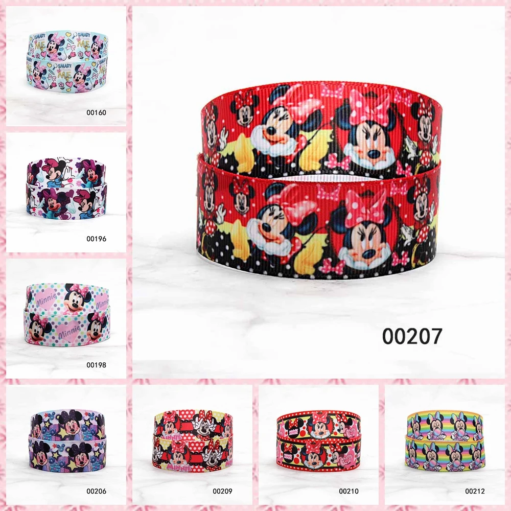 

Disney Minnie Cartoon Printed GrograinRibbon 10yards for Bows Printed DIY Craft Supplies Handmade Decoration Materials