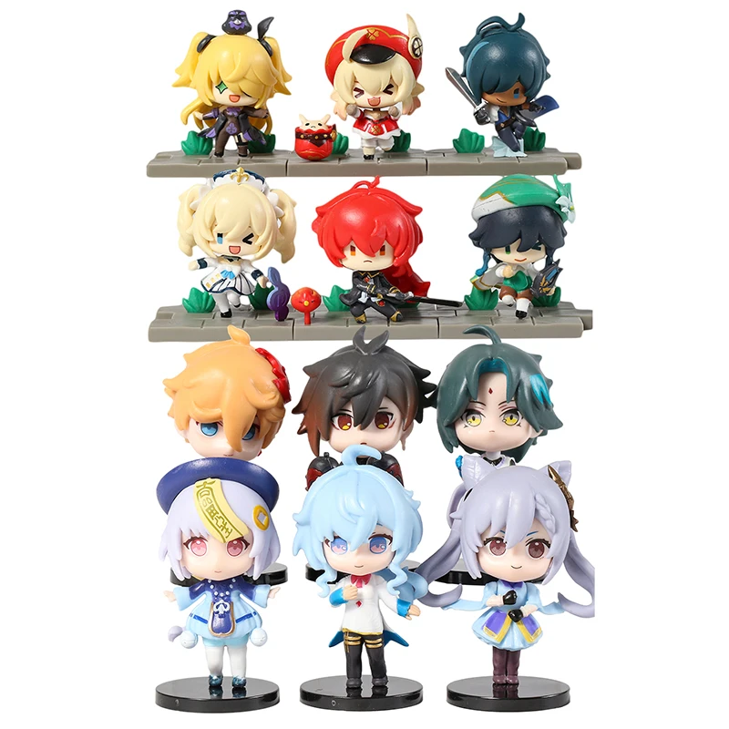 

Genshin Impact Barbatos Klee Fischl Kaeya Alberch Xiao Keqing Qiqi Morax Tartaglia Ganyu PVC Figures Toys 6pcs/set