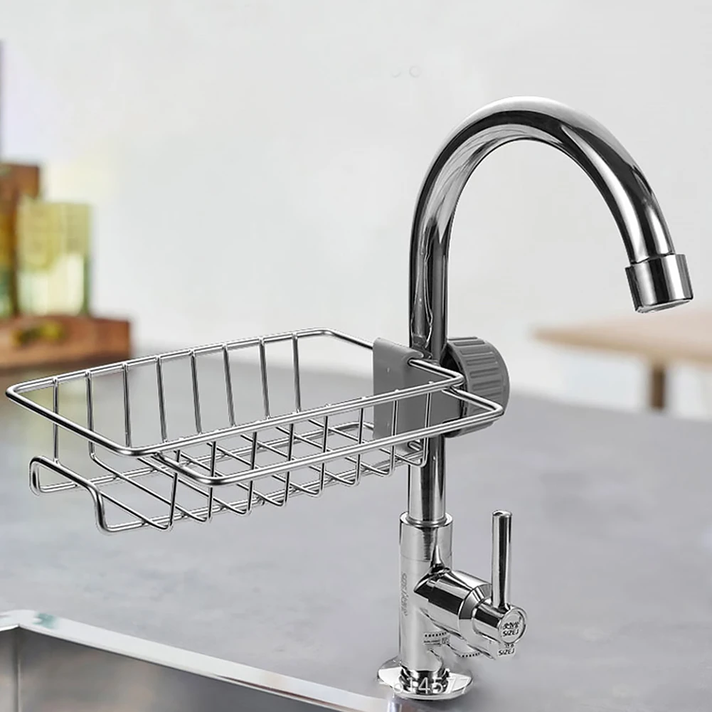 

Faucet Storage Rack Kitchen Stainless Steel Sink Drain Rack Bathroom Soap Drainer Shelf Basket Sponge Storage Faucet Holder
