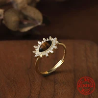 gold color 925 sterling silver retro design light luxury palace tiger eye stone ring for women female noble temperament jewelry