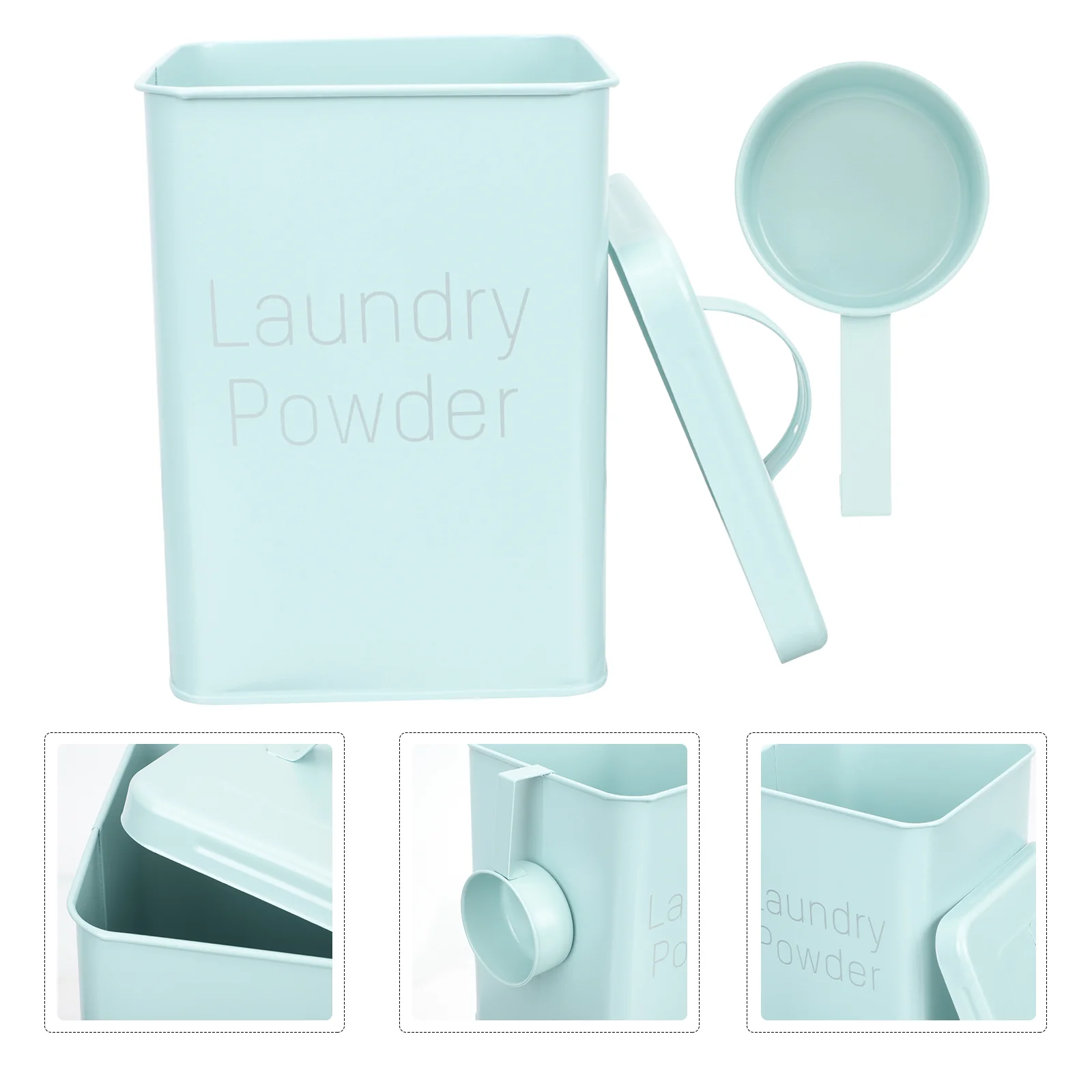 

Laundry Powder Container Detergent Holder Dispenser Storage Bucket Washing Soap Bin Metal Box Canister Farmhouse Beads