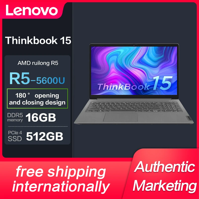 

New Lenovo ThinkBook 15 Laptop Ryzen R5-5600U 16GB 512GBSSD MX450 2GB 15.6inch Slim Notebook