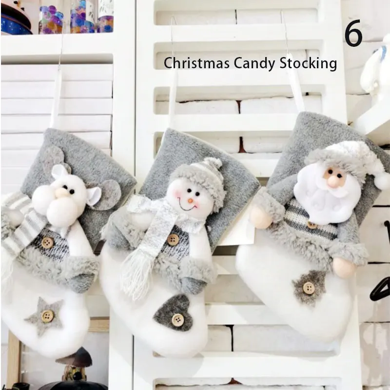 

Christmas Stockings Santa Sacks Christmas Decorations for Home Candy Bag Hanging Xmas Tree Ornament Noel Presents New Year 2023