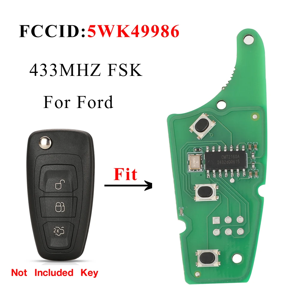 

Jingyuqin FCCID 5WK49986 433 МГц FSK 3 кнопки дистанционный ключ печатная плата для Ford Focus MK3 и T6 Ranger Замена
