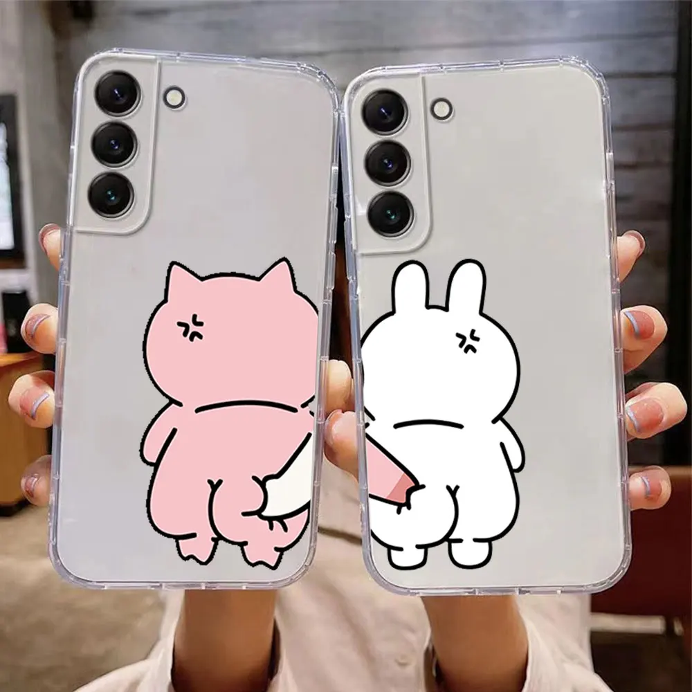

Funny Animal Pig Bunny Couples Phone Case for Samsung Galaxy S23 S22 S21 S 20 Ultra Plus FE 5G Cute Bear Soft Cover Clear Fundas