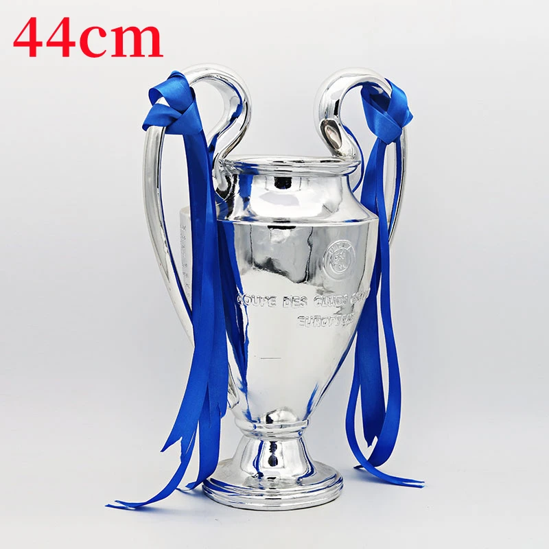 

44cm Soccer European Trophy Football Champion Cup Silver Resin Trophies League Souvenir Award Ornaments Home Decoration Crafts
