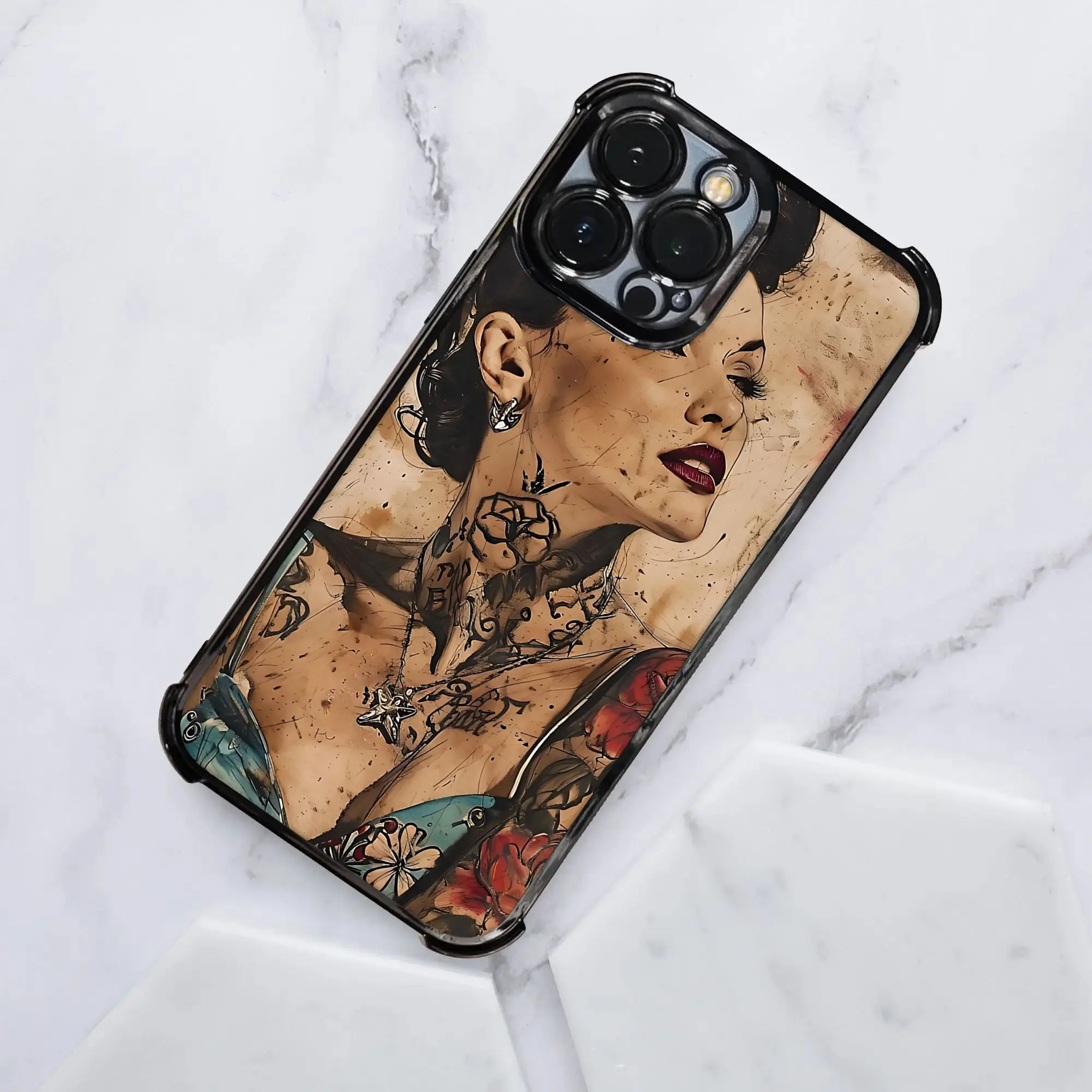 Чехол для iPhone с принтом «Женщина в чернильном гламуре», креативный дизайн, гальваническое покрытие, для различных моделей iPhone. (art.: 3920dd0c91708) - 3920dd0c91708