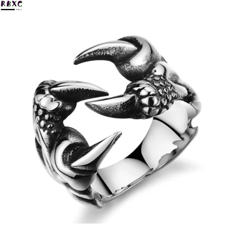 

Rbxc New Men's Domineering Titanium Steel Dragon Claw Ring Halloween Skull Rock Ring Jewelry