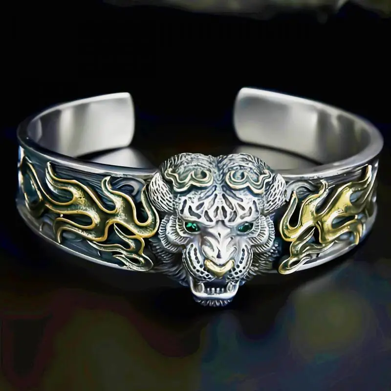 

Men's New Vintage Fashion Carving Tiger Head Bracelet Aggressive Personality Street Party Accessories Gift