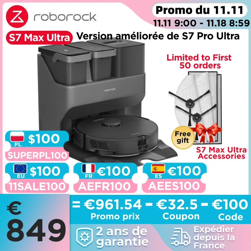 Innovación en Limpieza Inteligente: Roborock S7 Max Ultra, el Aspirador Robot con Limpieza y Secado Automático 1 Roborock-Robot aspirador S7 Max Ultra, aspiradora con succión de 5500Pa, lavado automático, secado automático, recarga automática con prevención activa de obstáculos