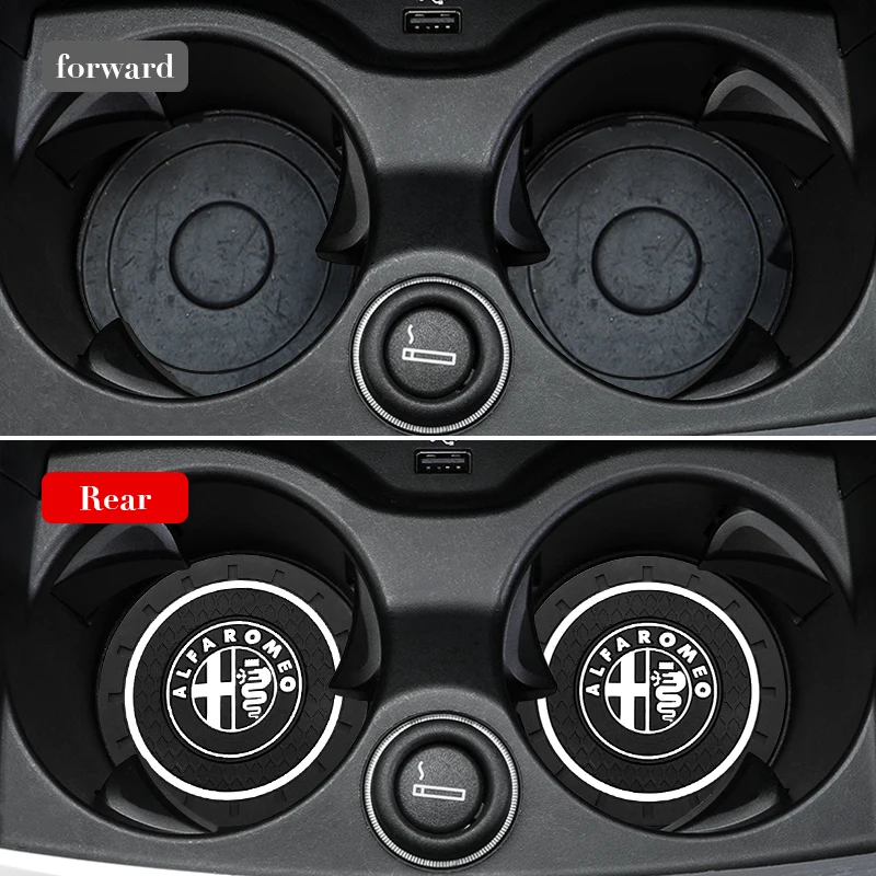 

2/4pcs Anti-skid Car Water Coaster Badge Water Cup Slot Non-Slip Mat Pad For Alfa Romeo 146 166 159 GT Giulia Giulietta Stelvio